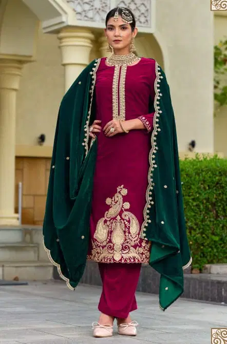 Aarushi By Levisha Velvet Embroidery Pakistani Dress Material Wholesalers In Surat